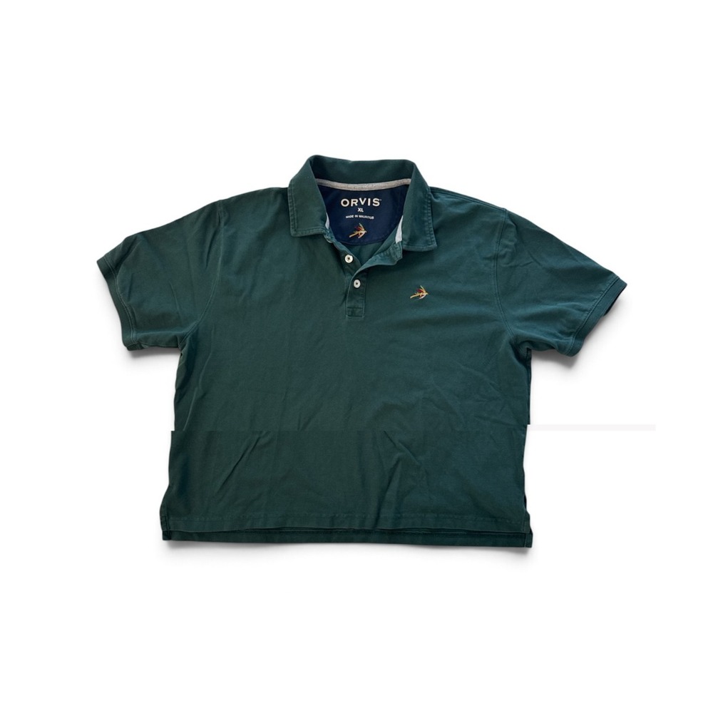 Orvis XL Fly Fishing Polo Shirt Deep Teal Green Outdoors Gorpcore Preppy Stretch